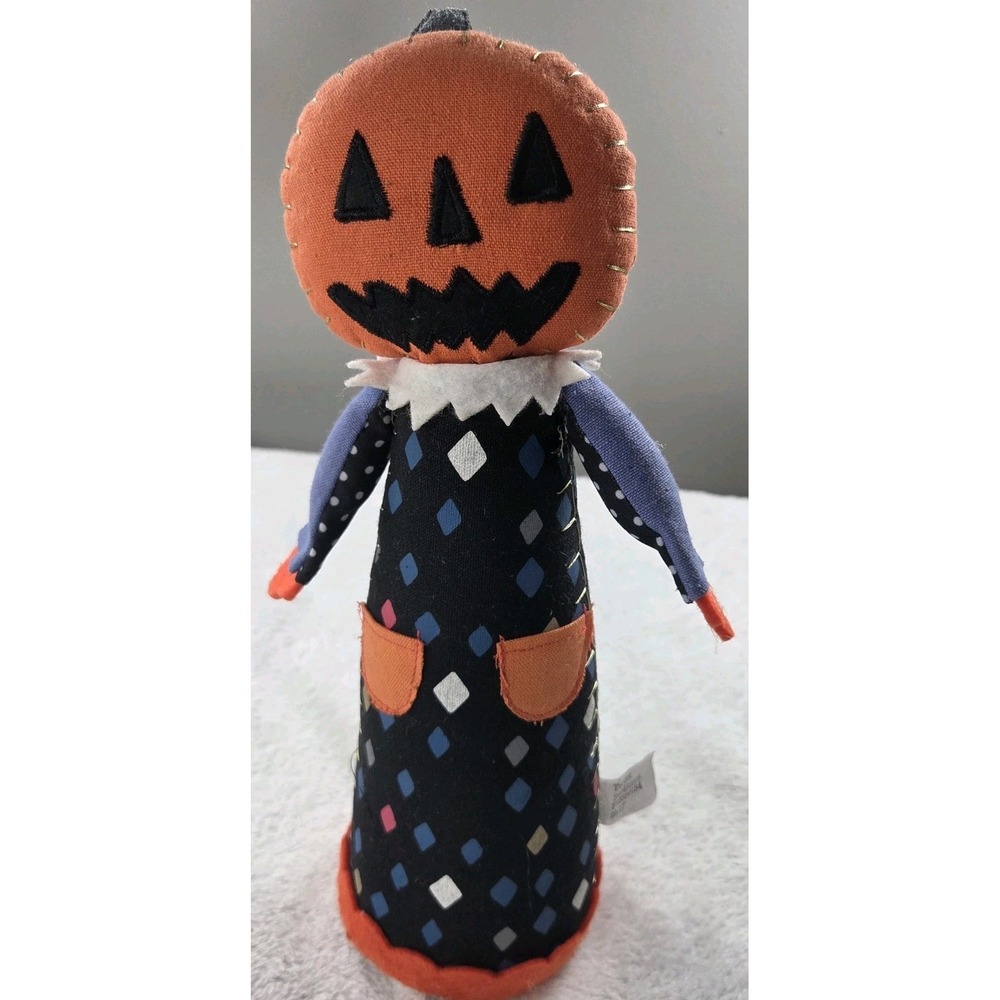 Target 2017 Halloween Pumpkin Jack O Lantern Doll Shelf Sitter Folk Art 11"